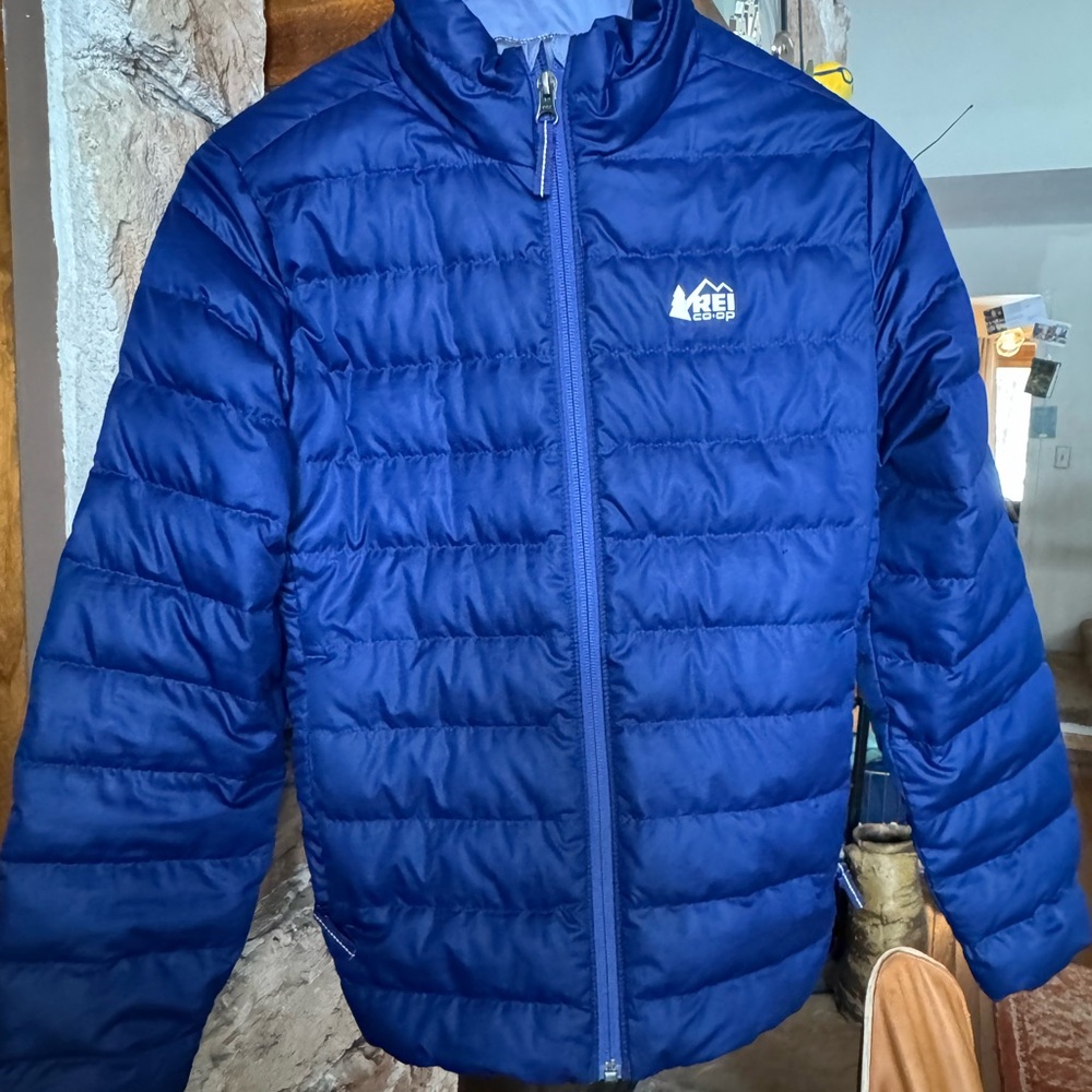 REI Kids Navy Puffer Jacket M 10 12